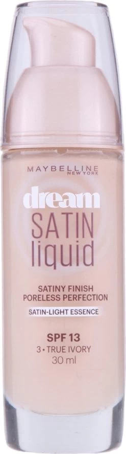 Maybelline Dream Satin Liquid Foundation - 03 True Ivory 28 Maybelline Dream Satin Liquid Foundation - 03 True Ivory -Cosmetica Discountwinkel 334x1200