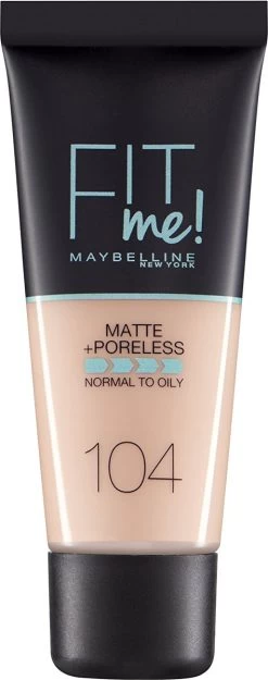 Maybelline Fit Me Matte & Poreless Foundation - 104 Soft Ivory -Cosmetica Discountwinkel 474x1200