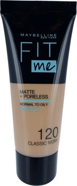 Maybelline Fit Me Matte & Poreless Foundation - 120 Classic Ivory -Cosmetica Discountwinkel 501x1200