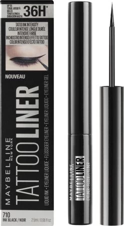 Maybelline New York Tattoo Studio Tattoo Liner - Liquid Ink - 710 Inked Black – Zwart - Ultra Langhoudende Liquid Eyeliner